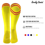 Lovely Annie 1 Pair Boys Knee High Sports Socks Lightweight & Breathable Socks - Ultra Comfortable & Durable Long Socks XL002 Size S Yellow