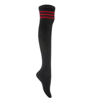 Lovely Annie Women's 1 Pair Incredible Thigh High Cotton Socks, Durable And Super Soft. Unique Over Knee High Ladies Socks Size 4.5-8.5(Red Strip)