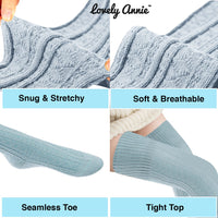 Incredible Women's 3 Pairs Thigh High Cotton Socks Unique, Durable And Super Soft For Everyday Relaxed Feet LAW1025 Size 6-9 (Random Color)