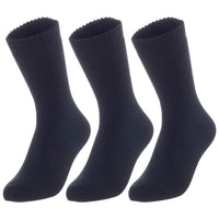 3 Pairs Children's Wool Socks for Boys & Girls. Comfy, Durable, Stretchable, Sweat Resistant Colored Crew Socks LK0601 Size 6Y-8Y (Black)