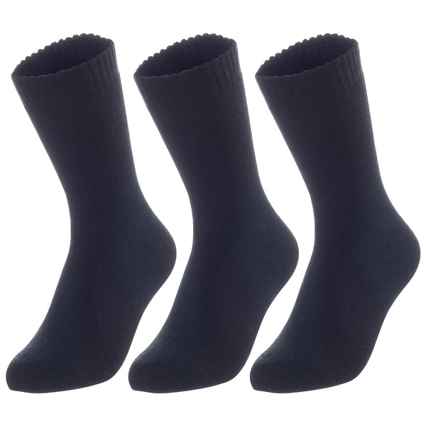 3 Pairs Children's Wool Socks for Boys & Girls. Comfy, Durable, Stretchable, Sweat Resistant Colored Crew Socks LK0601 Size 6Y-8Y (Black)