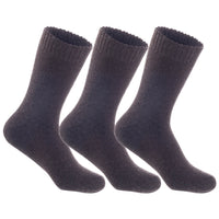 Men's 3 Pairs High Performance Wool Crew Socks, Moisture Wicking, Perfect for Athletic Biking on Winter & Cold Weather LK0602 Size 6-9 (Coffee)