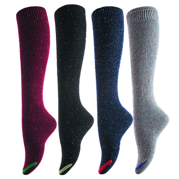 Women's 4 Pairs Truly Beautiful Comfortable Durable Soft Knee High Cotton Boot Socks M158212 Size 6-9(4 Color w/o Coffee)