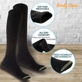 Lovely Annie Women's 3 Pairs Cute High Knee Cotton Socks, Cozy Fluffy Fancy with a Wide Color and Size Range Size 7-9 A158212(Black,Grey,Coffee)