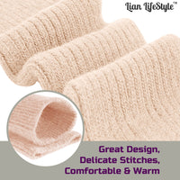 Lovely Annie Big Girl's & Women's 3 Pairs Exceptional Non Slip, Cozy and Cool Knee High Wool Socks ABGFS05 Size 6-9 (Black, Beige, Navy)
