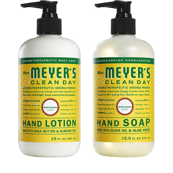 Mrs. Meyers 1 Liquid Hand Soap & 1 Hand Lotion Honey Suckle Scent, 12 Oz Each