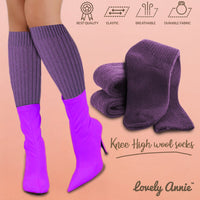 Lovely Annie Women's 3 Pairs Exceptional Non Slip, Cozy and Cool Knee High Wool Socks AFS05 Size 6-9 (Grey, Pruple, Black)