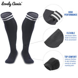 Lovely Annie 1 Pair Boys Knee High Sports Socks Lightweight & Breathable Socks - Ultra Comfortable & Durable Long Socks XL002 Size S Black