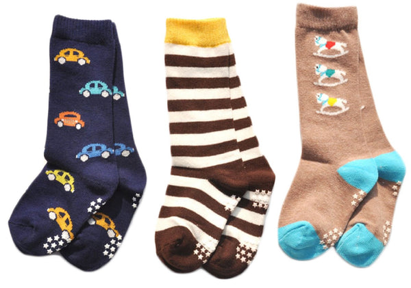 Lovely Annie 3 Pairs Extra Soft Cotton Baby Socks for Sensitive Skin | Moisturizing Crew Socks for Toddlers' Daily Use Size(1Y-2Y/12-15cm) Cartoon