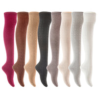 Lovely Annie Big Girl's 4 Pairs Over Knee High Thigh High Cotton Socks A2JMYP1024 Size L/XL(Light Grey)