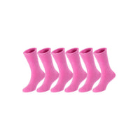 6 Pairs Children's Wool Crew Socks for Boys and Girls. Durable, Stretchable, Thick & Warm Sweat Resistant Kid Socks LK0601 Size 6Y-8Y (Rose)