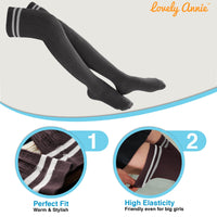 Incredible Women's 4 Pairs Thigh High Cotton Socks Unique, Durable and Super Soft For Everyday Relaxed Feet LAJ1023 Size 6-9 (Black,Coffee,Khaki,White)