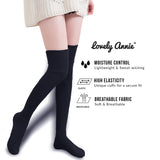 Incredible Women's 3 Pairs Thigh High Cotton Socks Unique, Durable And Super Soft For Everyday Relaxed Feet LAW1025 Size 6-9 (Black)