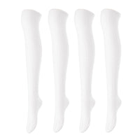 Incredible, Unique Women's 4 Pairs Thigh High Cotton Socks, Durable And Super Soft For Everyday Relaxed Feet JMYP1024 One Size (Cream)