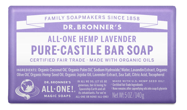 Dr. Bronner's Pure-Castile Bar Soap – Lavender – 5 oz