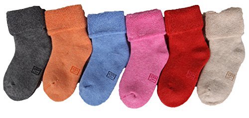 Lovely Annie Children's 3 Pairs Pack Wool Socks Plain Color 0M-6M (Rose, Orange, Red)