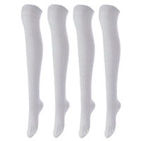 Incredible, Unique Women's 4 Pairs Thigh High Cotton Socks, Durable And Super Soft For Everyday Relaxed Feet JMYP1024 One Size (Light Grey)