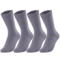 Lovely Annie Perfect Fit, and Cozy Men's 4 Pairs Wool Blend Crew Socks For Healthy Feet With A Wide WD Plain Size 6-9(Grey)