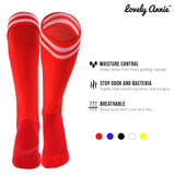 Lovely Annie 1 Pair Ultra Comfortable Girls Knee High Sports Socks Perfect as Activewear as Soccer, Football, and Other Sports XL002 Size S Red