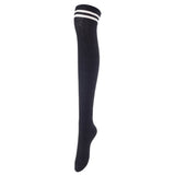 Lovely Annie Big Girl's Women's 3 Pairs Incredible Durable Super Soft Unique Over Knee High Thigh High Cotton Socks Size 6-9 A1023(Black,DG,White)