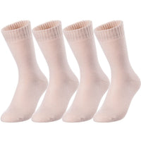 Lovely Annie Perfect Fit, and Cozy Men's 4 Pairs Wool Blend Crew Socks For Healthy Feet With A Wide WD Plain Size 6-9(Beige)