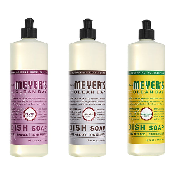 Mrs. Meyers Clean Day Liquid Dish Soap, 1 Pack Peony, 1 Pack Lavender, 1 Pack Honeysuckle, 16 OZ each