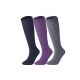 Lovely Annie Big Girl's & Women's 3 Pairs Exceptional Non Slip, Cozy and Cool Knee High Wool Socks ABGFS05 Size 6-9 (Grey, Purple, Navy)