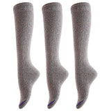 Lovely Annie Big Girls Women's 3 Pairs Cute High Knee Cotton Socks, Cozy Fluffy Fancy with a Wide Color and Size Range Size 6-9 L158212-3p(Grey)