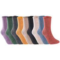 Lovely Annie 9 Pairs Gorgeous Comfy Super Comfortable Big Girls Women's Wool Crew Socks. Strong, Soft with Unique Designs L1844 Size 5-11