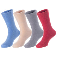 4 Pairs Children's Wool Socks for Boys & Girls. Comfy, Durable, Sweat Resistant Colored Crew Socks LK0601 Size 12M-24M (Random Color)