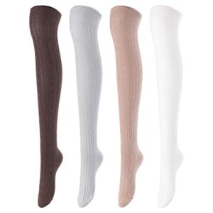 Lovely Annie JMYP1024 women's thigh-high cotton socks random colors, 4 pairs