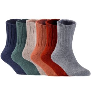 Lovely Annie FS01 Kids' Wool-Blend Crew Socks — Random Girl Colors, 6 Pairs, Ages 4–6